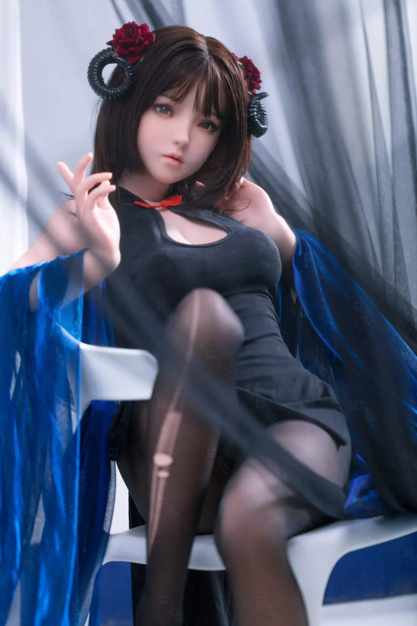 JR | Kiko - 4Ft 10(148cm) Japanese Black Devil Silicone Sex Doll view 6
