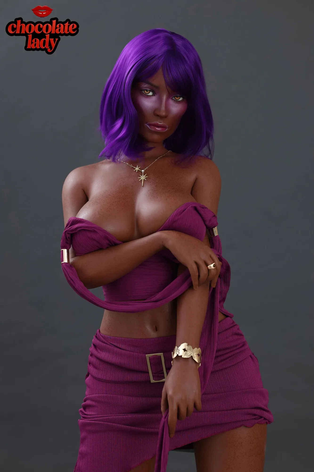 Chocolate Lady | Aim - 5ft 2/160cm E Cup Black/Ebony Silicone Sex Doll