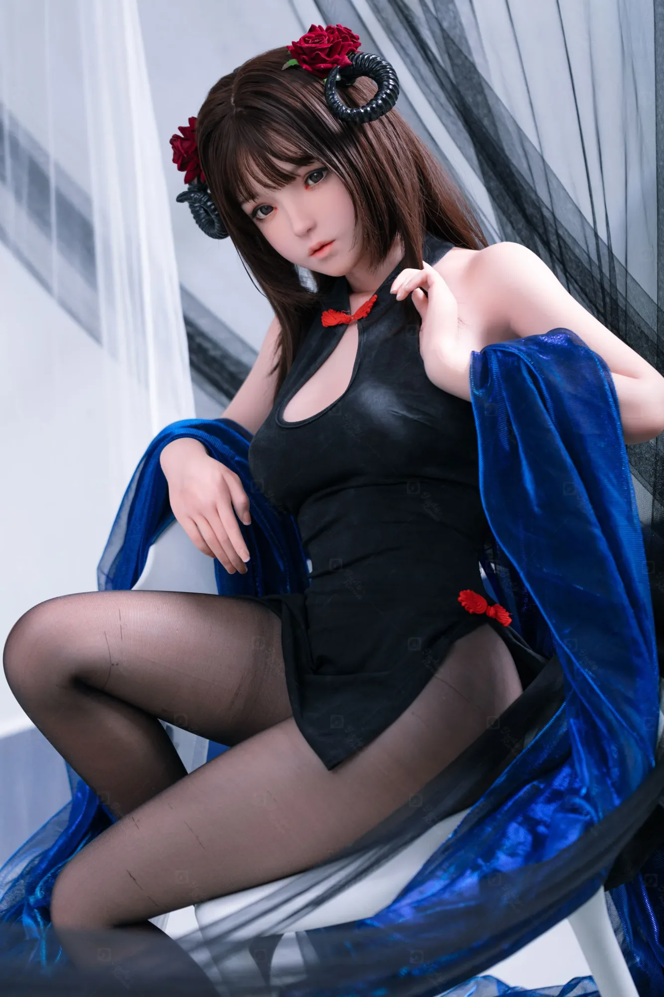 JR | Kiko - 4Ft 10(148cm) Japanese Black Devil Silicone Sex Doll view 5