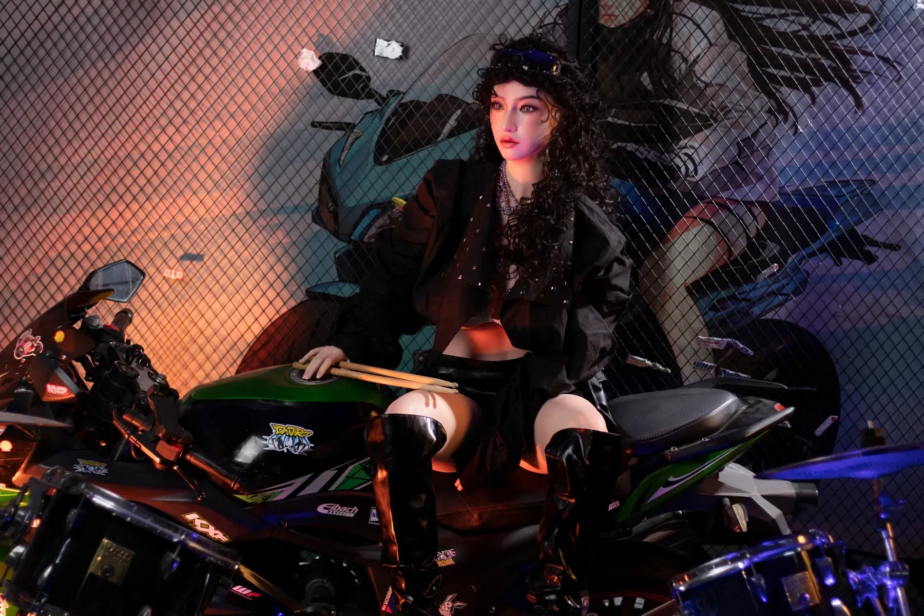 Orange In丨Stevie -5ft 3/160cm Edgy Biker Style Movable Jaw Silicone Sex Doll view 5
