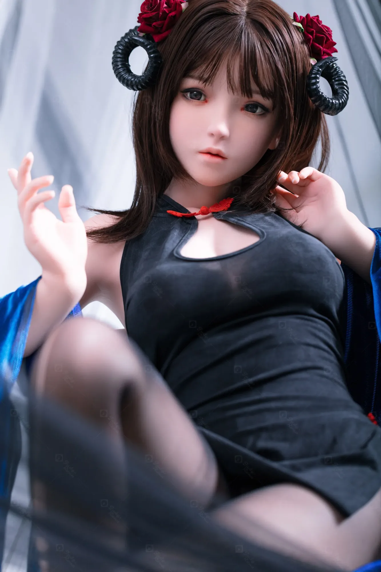 JR | Kiko - 4Ft 10(148cm) Japanese Black Devil Silicone Sex Doll view 3