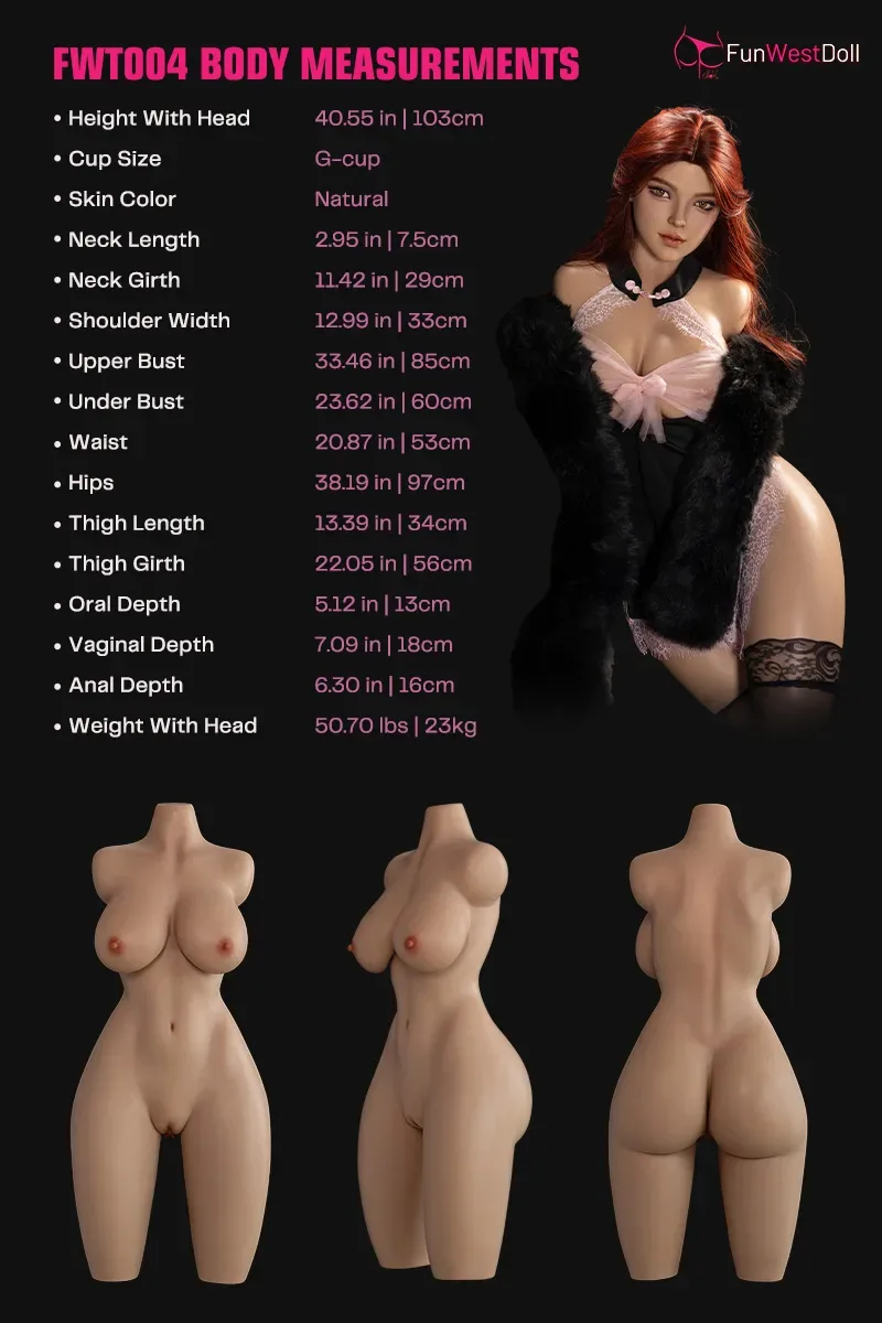 Funwest Doll | Lexie -3ft 4/103cm G-Cup Gel Breasts Silicone Torso for Men view 8