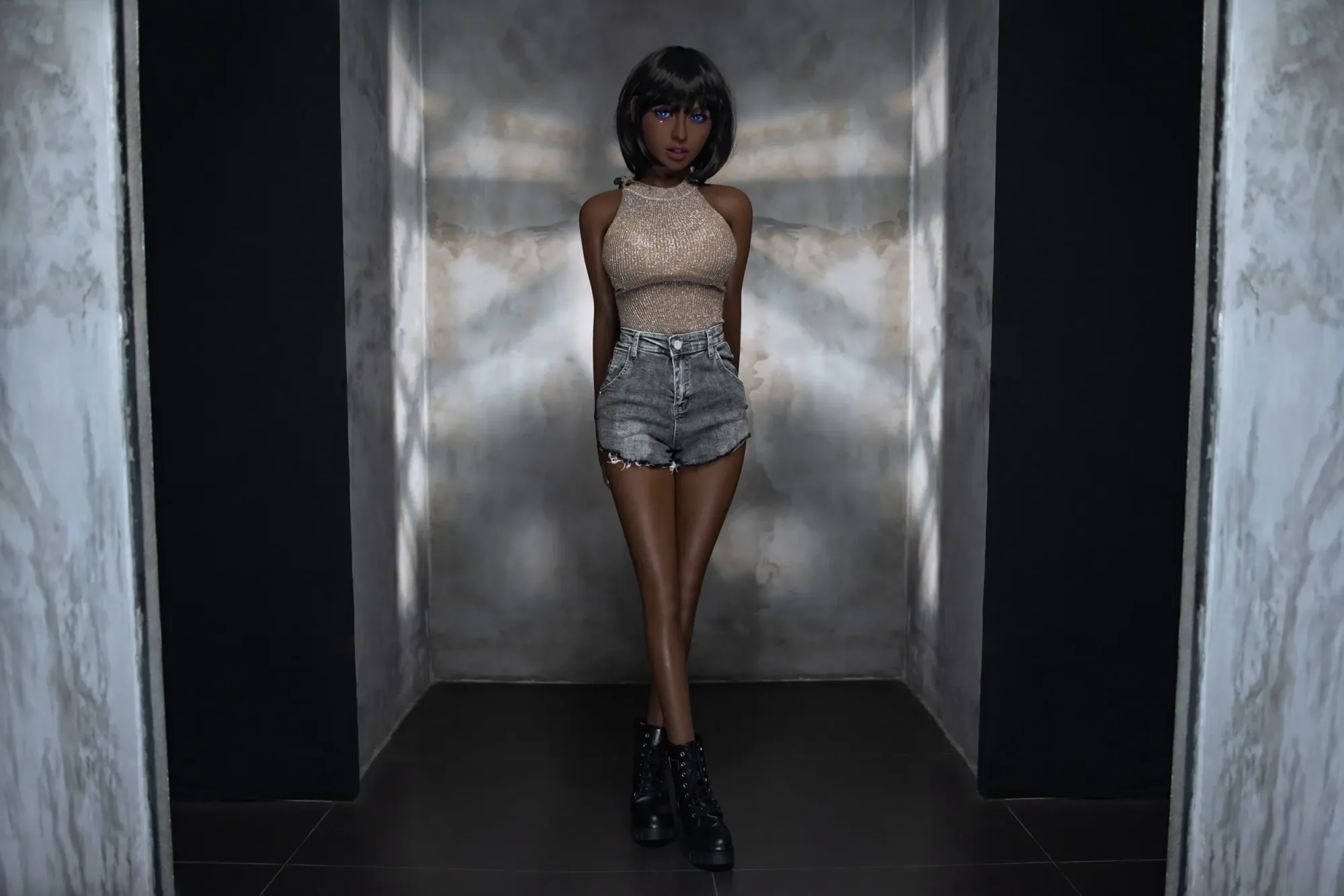 AIBEI | Laffey - 4ft 10/148cm Sexy Black Color Skin Love Doll With Short Straight Hair view 5