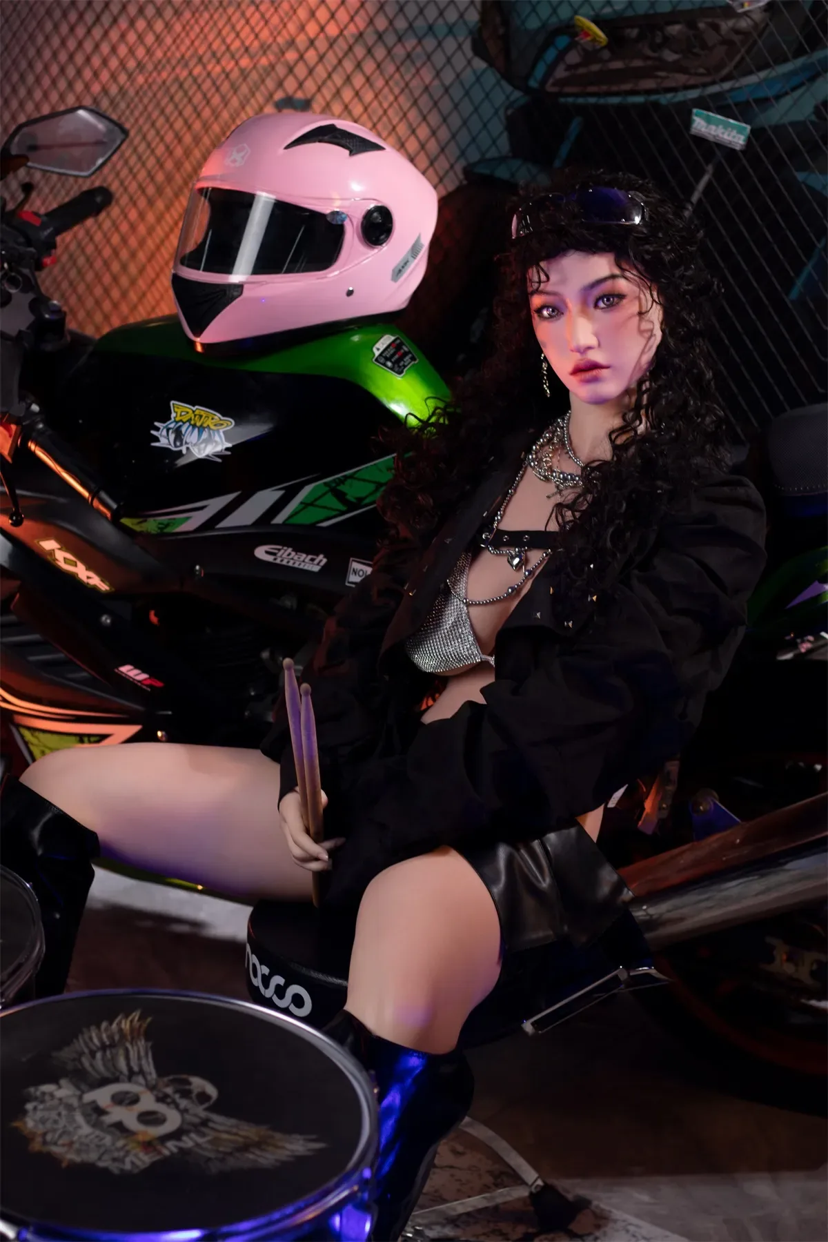 Orange In丨Stevie -5ft 3/160cm Edgy Biker Style Movable Jaw Silicone Sex Doll view 6