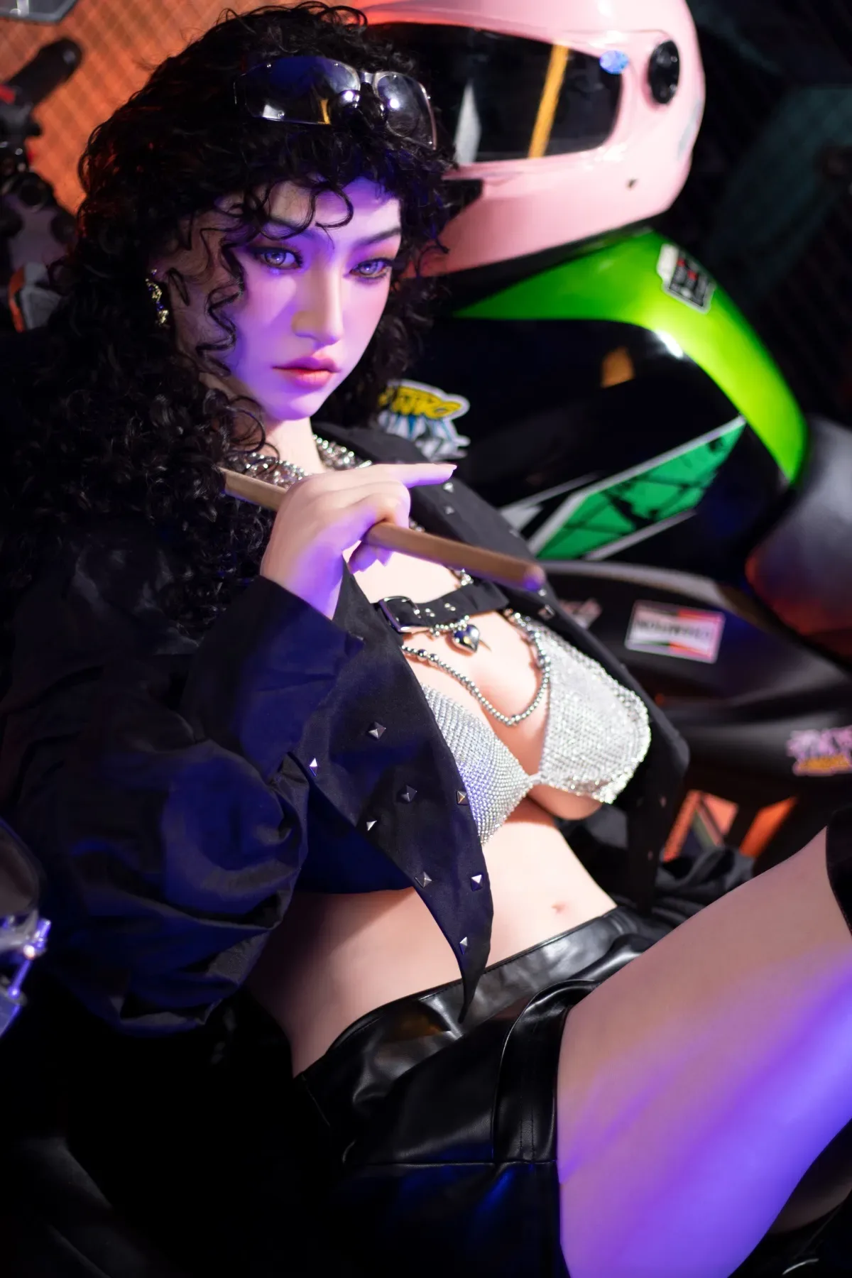 Orange In丨Stevie -5ft 3/160cm Edgy Biker Style Movable Jaw Silicone Sex Doll view 2