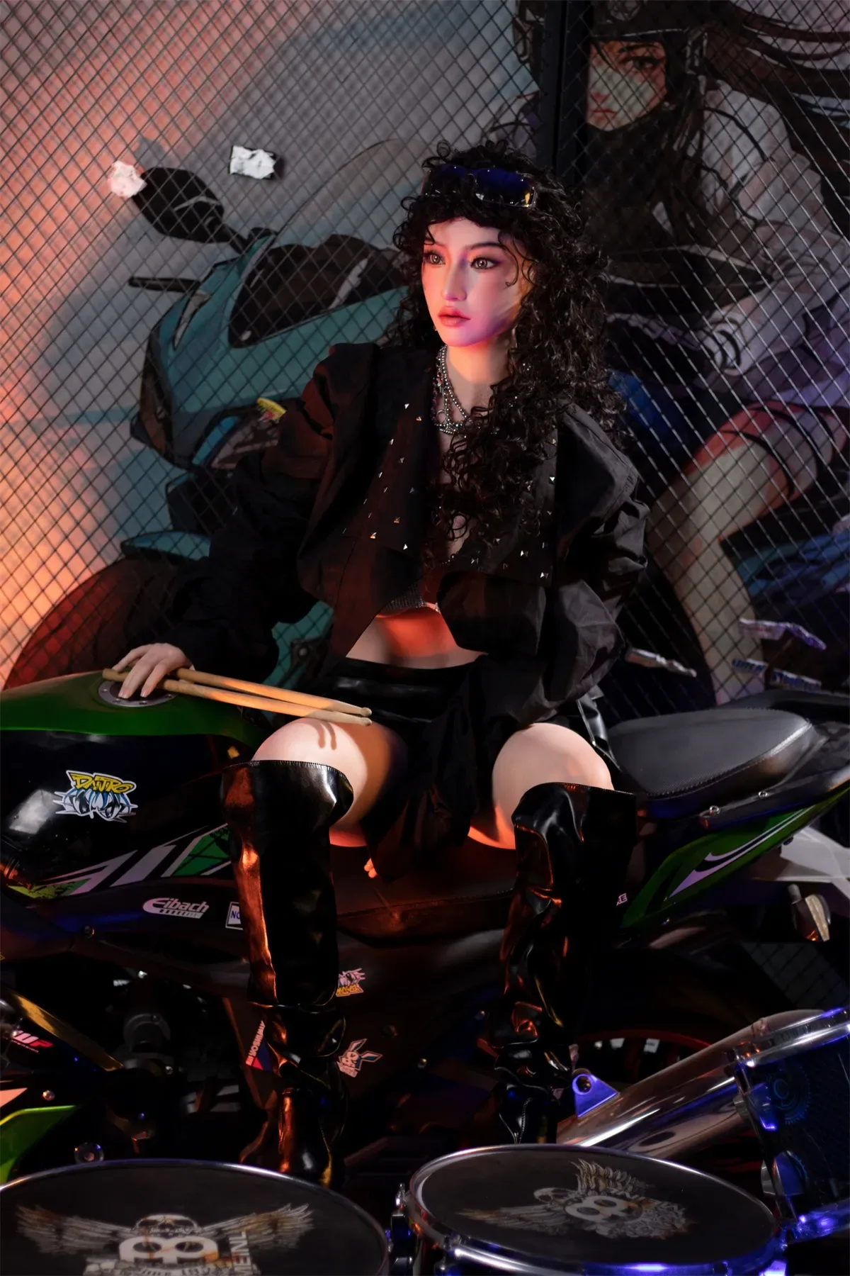 Orange In丨Stevie -5ft 3/160cm Edgy Biker Style Movable Jaw Silicone Sex Doll view 3
