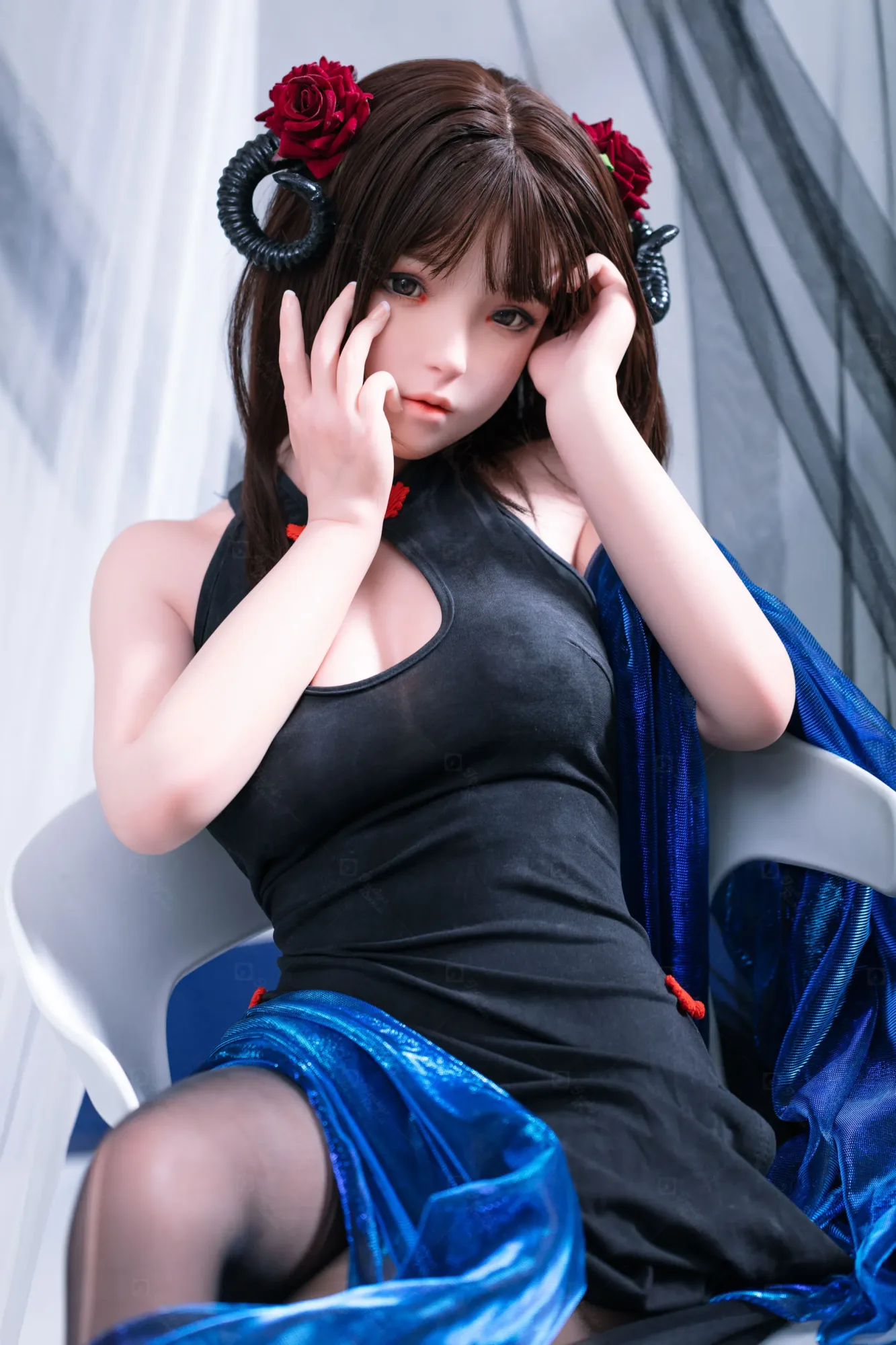 JR | Kiko - 4Ft 10(148cm) Japanese Black Devil Silicone Sex Doll view 7